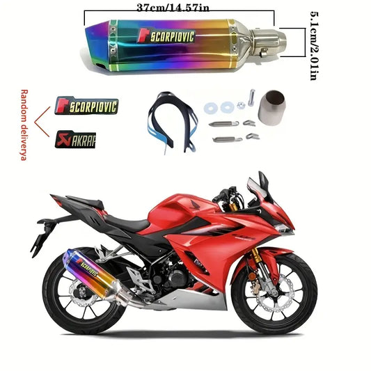 51Mm Motorcycle Exhaust Pipe, Built-In DK, Made of Stainless Steel, Suitable for Most Motorcycles - Motorcycle Exhaust Pipe - Colored Exhaust Pipe - AK Exhaust Pipe - 51Mm Exhaust Pipe