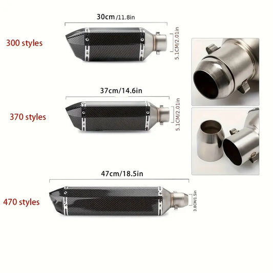 Stainless Steel Motorcycle Exhaust Pipe, 38-51mm Universal Fit, DB Killer Built-in, Compatible with Street Motor Scooters, Off-Road Motorcycles