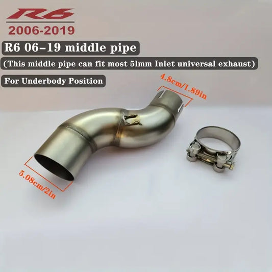 Motorcycle Exhaust Mid-Link Pipe, Suitable for Yamaha R6 (2006-2019) Slip-On Motorcycle Exhaust Mid-Link Pipe - Motorcycle Accessories - Motorcycle Mid-Section - Yamaha Connection Pipe Mid-Section - R6 Mid-Section