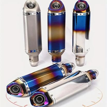 Off-Road Compatible Carbon Fiber Motorcycle Exhaust Pipe - Stainless Steel