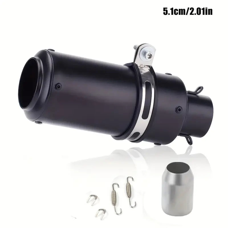 51mm Universal Motorcycle Exhaust Pipe - Stainless Steel, High-Performance, Round with Mesh, Smooth Finish, Perfect for Street Scooters & Sports Bikes, Motorcycle Accessories | Aesthetic Upgrade | Durable Construction