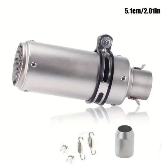 51mm Universal Motorcycle Exhaust Pipe - Stainless Steel, High-Performance, Round with Mesh, Smooth Finish, Perfect for Street Scooters & Sports Bikes, Motorcycle Accessories | Aesthetic Upgrade | Durable Construction