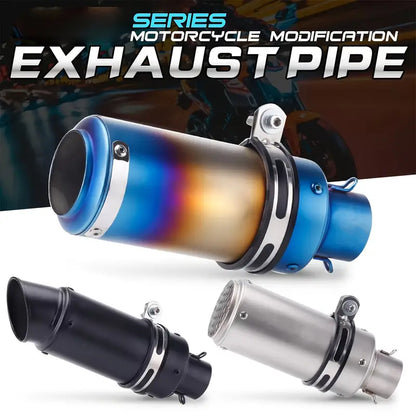 51mm Universal Motorcycle Exhaust Pipe - Stainless Steel, High-Performance, Round with Mesh, Smooth Finish, Perfect for Street Scooters & Sports Bikes, Motorcycle Accessories | Aesthetic Upgrade | Durable Construction