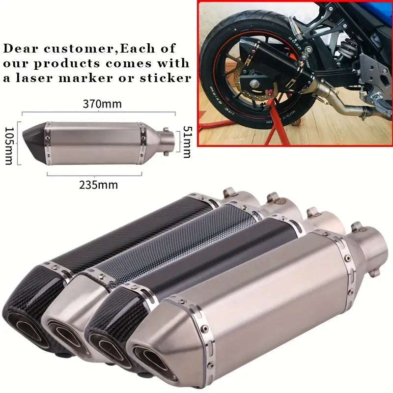 Carbon Fiber Motorcycle Exhaust Muffler Pipe 250Cc 350Cc 600Cc Escape Moto Tube for Nmax Tmax530 Msx125 GSR600