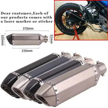 Carbon Fiber Motorcycle Exhaust Muffler Pipe 250Cc 350Cc 600Cc Escape Moto Tube for Nmax Tmax530 Msx125 GSR600