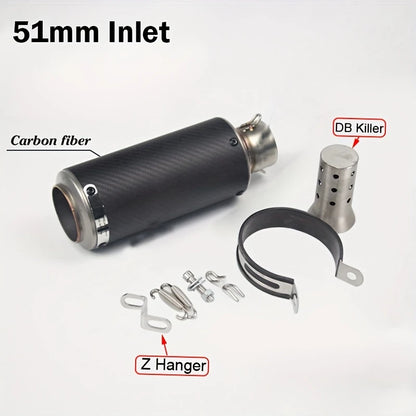 Carbon Fiber Motorcycle Exhaust Pipe with DB Killer - 51mm & 60mm Sizes for Motocross, Racing, and Off-Road Bikes - for BMW, Kawasaki,