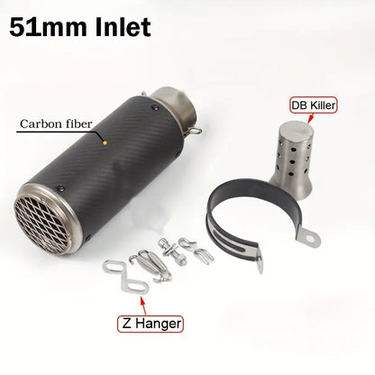 Carbon Fiber Motorcycle Exhaust Pipe with DB Killer - 51mm & 60mm Sizes for Motocross, Racing, and Off-Road Bikes - for BMW, Kawasaki,