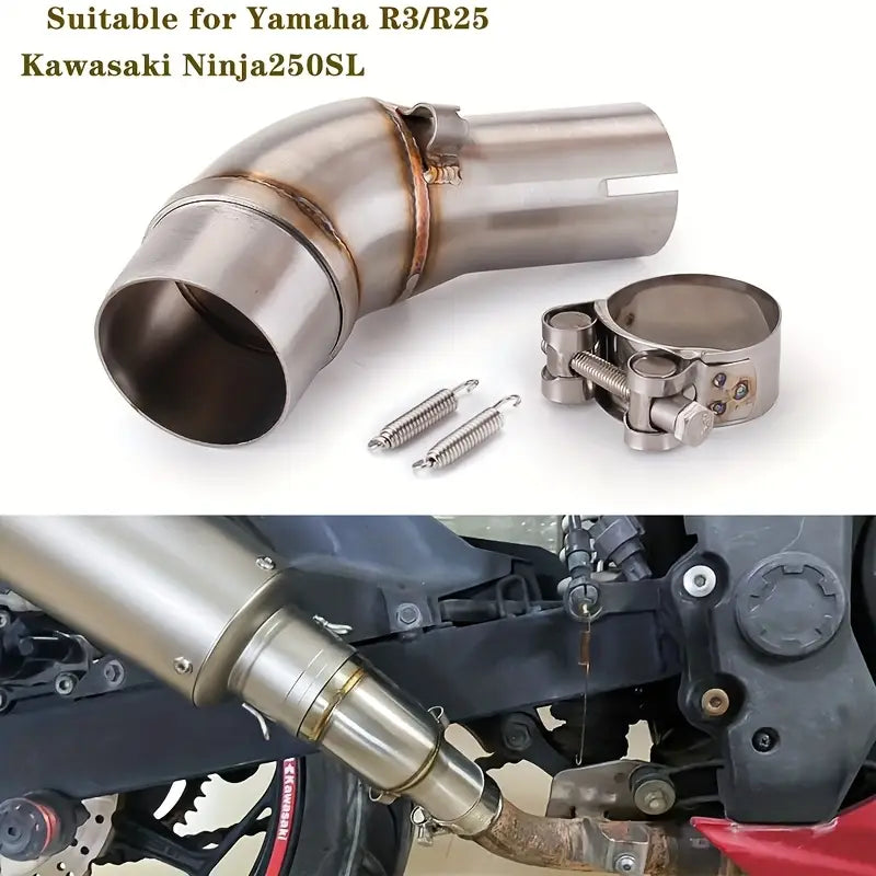 Stainless Steel Motorcycle Exhaust Pipe Midsection, Compatible with Yamaha MT03 YZF R3 R25 2015-2022, Street-Sport-Motorcycles Upgrade Accessory