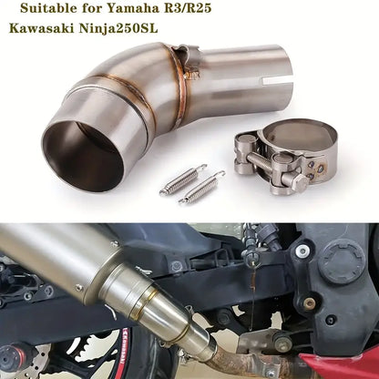 Stainless Steel Motorcycle Exhaust Pipe Midsection, Compatible with Yamaha MT03 YZF R3 R25 2015-2022, Street-Sport-Motorcycles Upgrade Accessory
