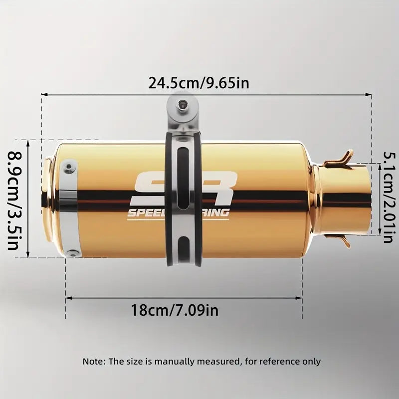 51mm Diameter SR Speed Racing Stainless Steel Exhaust Pipe - High-Performance, Golden Finish, Universal for Street Touring, Enduro, Street Sports Motorcycles & ATVs, Enduro Motorcycle Pipe | Aesthetic Pipe | Durable Construction, Motorcycle Accessories