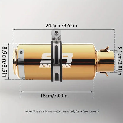 51mm Diameter SR Speed Racing Stainless Steel Exhaust Pipe - High-Performance, Golden Finish, Universal for Street Touring, Enduro, Street Sports Motorcycles & ATVs, Enduro Motorcycle Pipe | Aesthetic Pipe | Durable Construction, Motorcycle Accessories