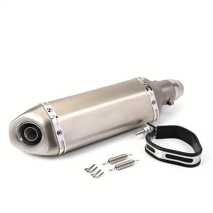 Off-Road Compatible Carbon Fiber Motorcycle Exhaust Pipe - Stainless Steel