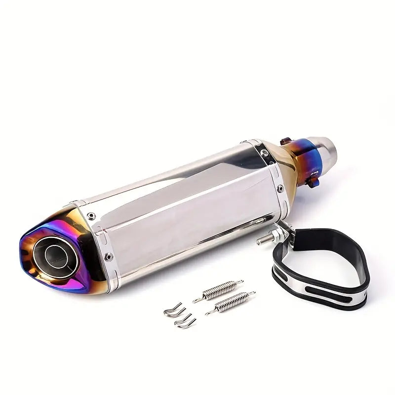Off-Road Compatible Carbon Fiber Motorcycle Exhaust Pipe - Stainless Steel