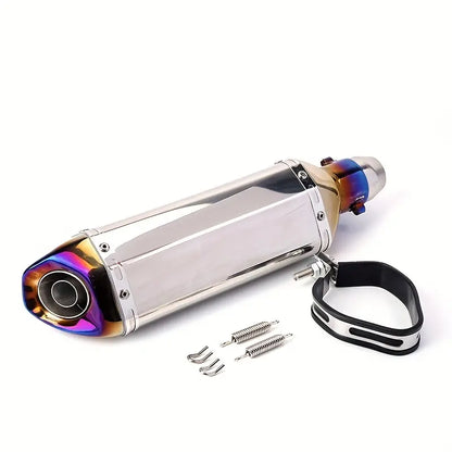 Off-Road Compatible Carbon Fiber Motorcycle Exhaust Pipe - Stainless Steel