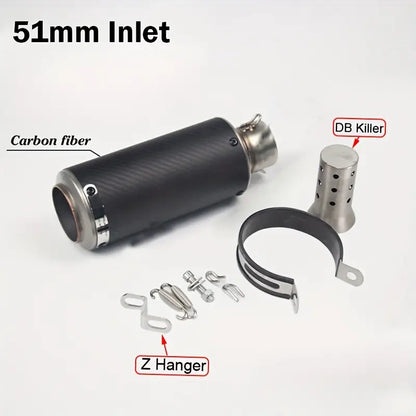 Carbon Fiber Motorcycle Exhaust Pipe with DB Killer - 51mm & 60mm Sizes for Motocross, Racing, and Off-Road Bikes - for BMW, Kawasaki,
