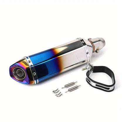 Off-Road Compatible Carbon Fiber Motorcycle Exhaust Pipe - Stainless Steel