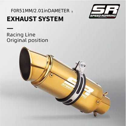 Universal modified motorcycle exhaust pipe with 51mm diameter, oblique mouth design, high performance, suitable for off-road motorcycles/street travel motorcycles/street sports motorcycles/all-terrain vehicles