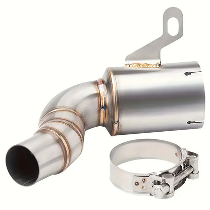 KTM 390 Adventure Stainless Steel Exhaust Midsection - No Drums Design, Professional Motorcycle Exhaust Modification for Original Factory End, Off-Road Motorcycle Upgrade|Sleek Metallic Finish|Durable Construction, Motorcycle Accessories