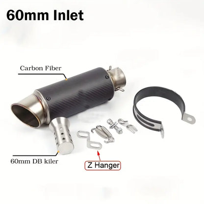 Carbon Fiber Motorcycle Exhaust Pipe with DB Killer - 51mm & 60mm Sizes for Motocross, Racing, and Off-Road Bikes - for BMW, Kawasaki,