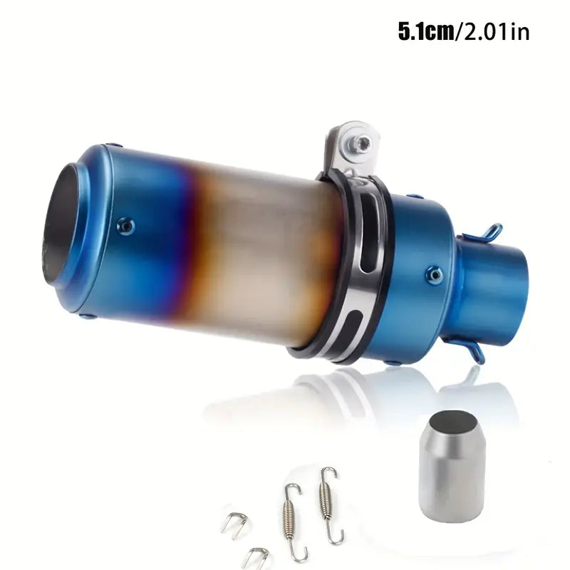 51mm Universal Motorcycle Exhaust Pipe - Stainless Steel, High-Performance, Round with Mesh, Smooth Finish, Perfect for Street Scooters & Sports Bikes, Motorcycle Accessories | Aesthetic Upgrade | Durable Construction
