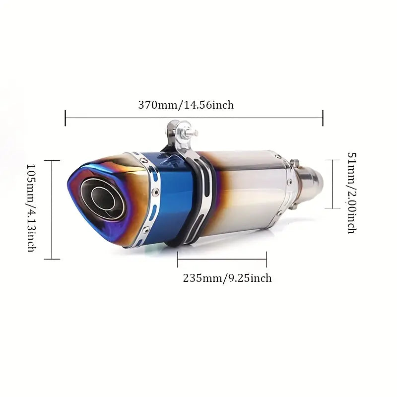 Off-Road Compatible Carbon Fiber Motorcycle Exhaust Pipe - Stainless Steel