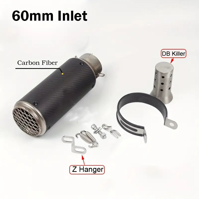 Carbon Fiber Motorcycle Exhaust Pipe with DB Killer - 51mm & 60mm Sizes for Motocross, Racing, and Off-Road Bikes - for BMW, Kawasaki,