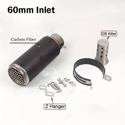 Carbon Fiber Motorcycle Exhaust Pipe with DB Killer - 51mm & 60mm Sizes for Motocross, Racing, and Off-Road Bikes - for BMW, Kawasaki,