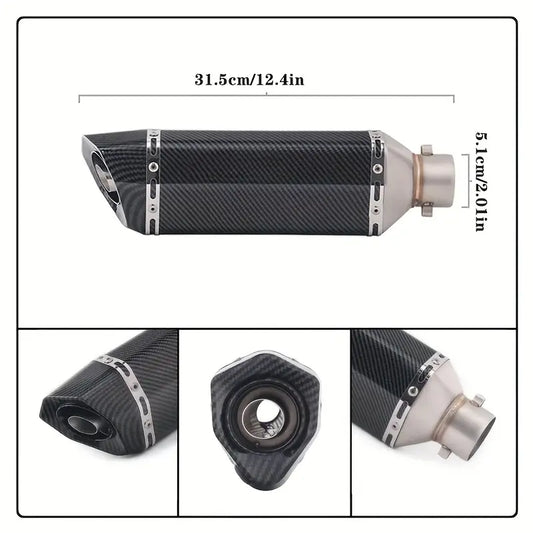 1 set/motorcycle exhaust pipe, 51mm caliber, built-in detachable DK-sound wave size freely adjustable suitable for off-road motorcycles, street motorcycles, street sports motorcycles. All-terrain motorcycles and most motorcycles, all imitation carbon