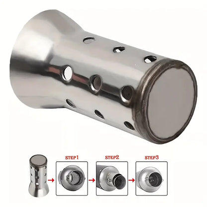 Stainless Steel Motorcycle DB Killer Exhaust Pipe - Easy Install, Adjustable & Removable, Reduces Deep Notes for a More Pleasant Sound - Fits Kawasaki, for SUZUKI, for HONDA, Yamaha, for BMW