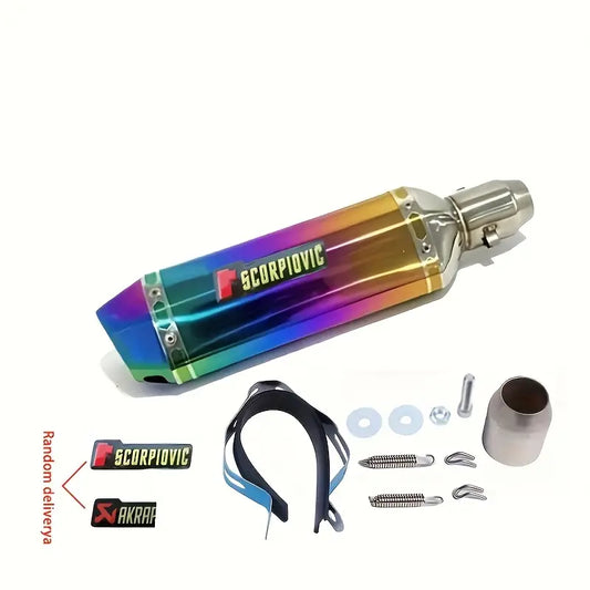 51Mm Motorcycle Exhaust Pipe, Built-In DK, Made of Stainless Steel, Suitable for Most Motorcycles - Motorcycle Exhaust Pipe - Colored Exhaust Pipe - AK Exhaust Pipe - 51Mm Exhaust Pipe