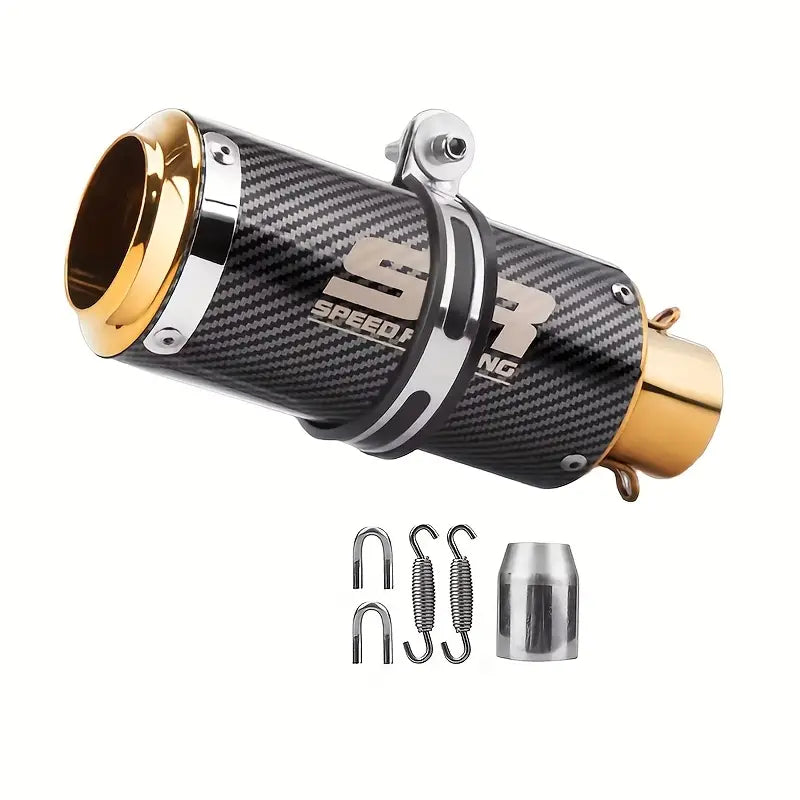 51mm Diameter SR Speed Racing Stainless Steel Exhaust Pipe - High-Performance, Golden Finish, Universal for Street Touring, Enduro, Street Sports Motorcycles & ATVs, Enduro Motorcycle Pipe | Aesthetic Pipe | Durable Construction, Motorcycle Accessories