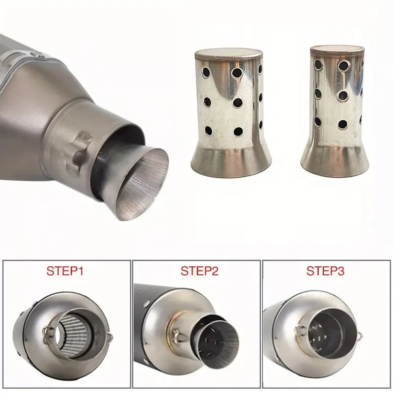 Stainless Steel Motorcycle DB Killer Exhaust Pipe - Easy Install, Adjustable & Removable, Reduces Deep Notes for a More Pleasant Sound - Fits Kawasaki, for SUZUKI, for HONDA, Yamaha, for BMW