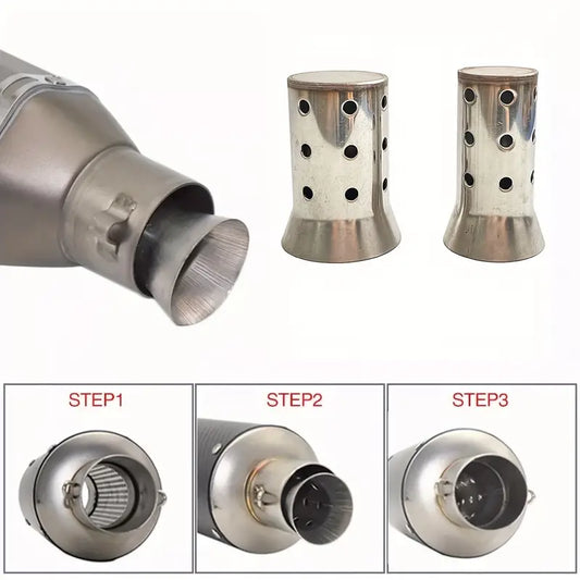 Stainless Steel Motorcycle DB Killer Exhaust Pipe - Easy Install, Adjustable & Removable, Reduces Deep Notes for a More Pleasant Sound - Fits Kawasaki, for SUZUKI, for HONDA, Yamaha, for BMW
