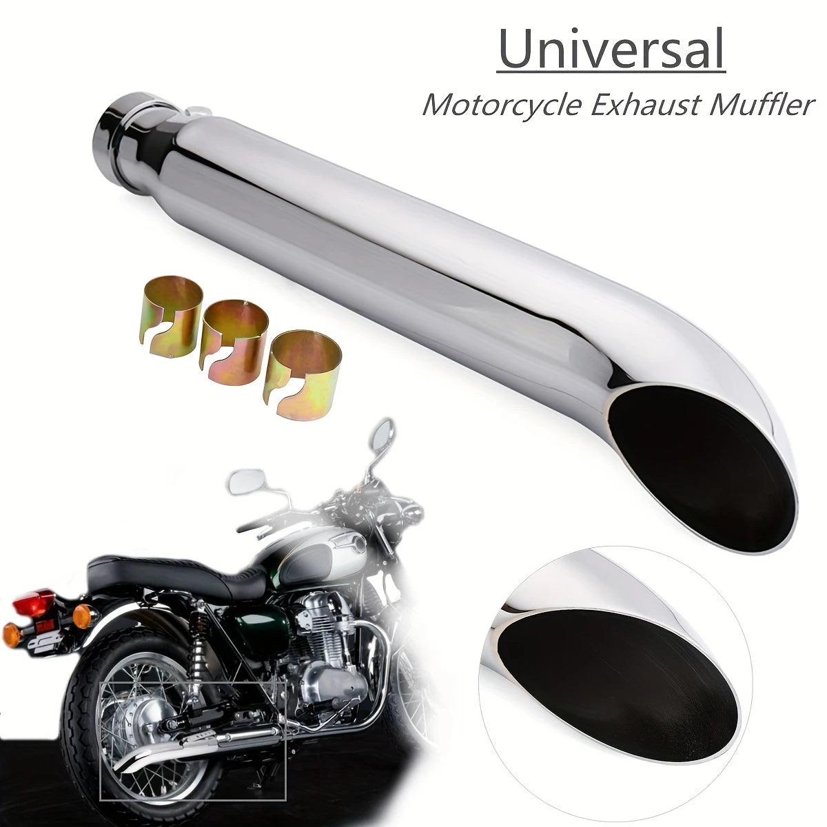 [Retro Electroplating Escap Moto Exhaust] Motorcycle Exhaust Retro Vintage Classic Electroplating Escap Moto for Cafe Racer Bobber Chopper Custom