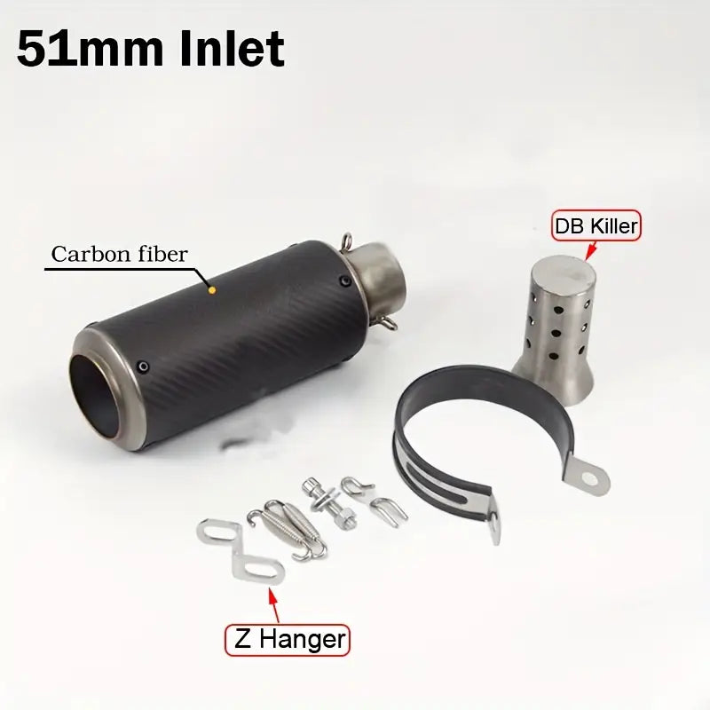 Carbon Fiber Motorcycle Exhaust Pipe with DB Killer - 51mm & 60mm Sizes for Motocross, Racing, and Off-Road Bikes - for BMW, Kawasaki,