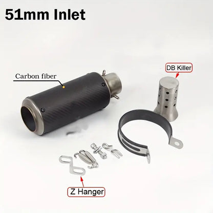Carbon Fiber Motorcycle Exhaust Pipe with DB Killer - 51mm & 60mm Sizes for Motocross, Racing, and Off-Road Bikes - for BMW, Kawasaki,
