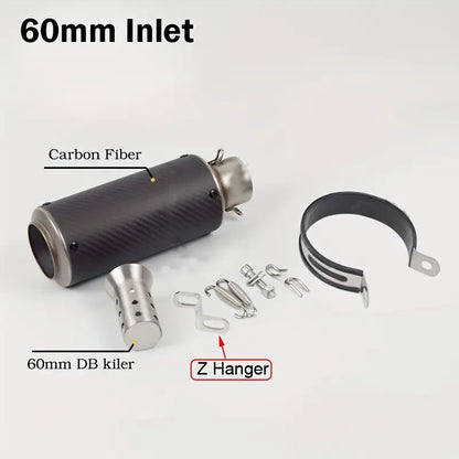 Carbon Fiber Motorcycle Exhaust Pipe with DB Killer - 51mm & 60mm Sizes for Motocross, Racing, and Off-Road Bikes - for BMW, Kawasaki,