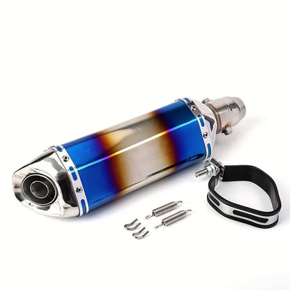 Off-Road Compatible Carbon Fiber Motorcycle Exhaust Pipe - Stainless Steel