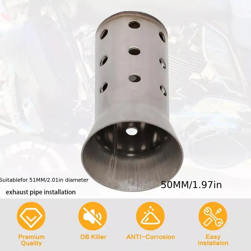 Stainless Steel Motorcycle DB Killer Exhaust Pipe - Easy Install, Adjustable & Removable, Reduces Deep Notes for a More Pleasant Sound - Fits Kawasaki, for SUZUKI, for HONDA, Yamaha, for BMW