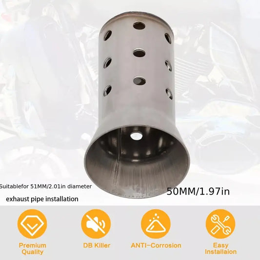 Stainless Steel Motorcycle DB Killer Exhaust Pipe - Easy Install, Adjustable & Removable, Reduces Deep Notes for a More Pleasant Sound - Fits Kawasaki, for SUZUKI, for HONDA, Yamaha, for BMW