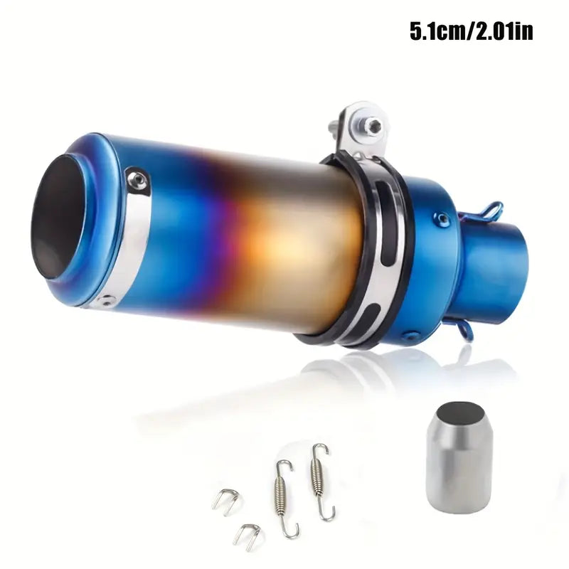 51mm Universal Motorcycle Exhaust Pipe - Stainless Steel, High-Performance, Round with Mesh, Smooth Finish, Perfect for Street Scooters & Sports Bikes, Motorcycle Accessories | Aesthetic Upgrade | Durable Construction
