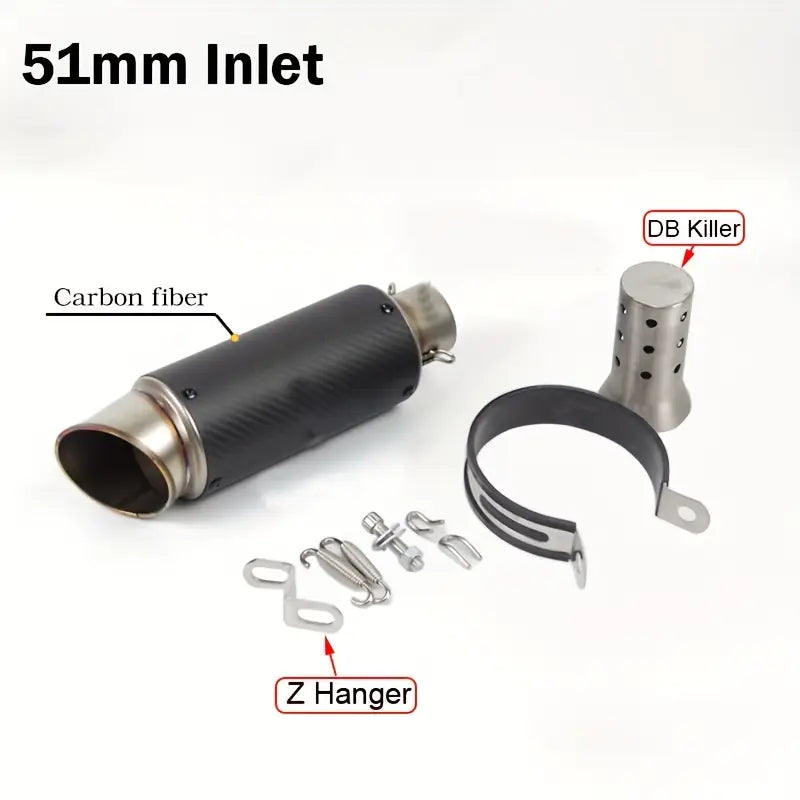 Carbon Fiber Motorcycle Exhaust Pipe with DB Killer - 51mm & 60mm Sizes for Motocross, Racing, and Off-Road Bikes - for BMW, Kawasaki,