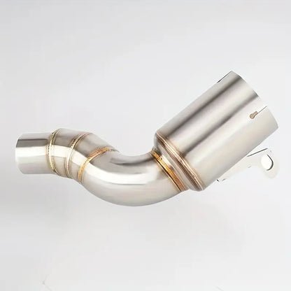 KTM 390 Adventure Stainless Steel Exhaust Midsection - No Drums Design, Professional Motorcycle Exhaust Modification for Original Factory End, Off-Road Motorcycle Upgrade|Sleek Metallic Finish|Durable Construction, Motorcycle Accessories