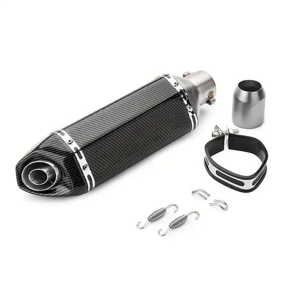 Off-Road Compatible Carbon Fiber Motorcycle Exhaust Pipe - Stainless Steel