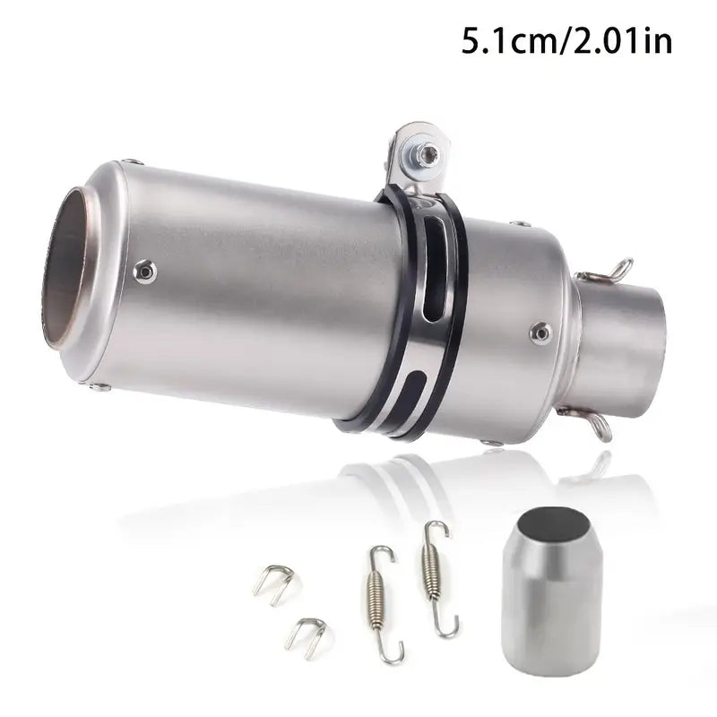 51mm Universal Motorcycle Exhaust Pipe - Stainless Steel, High-Performance, Round with Mesh, Smooth Finish, Perfect for Street Scooters & Sports Bikes, Motorcycle Accessories | Aesthetic Upgrade | Durable Construction