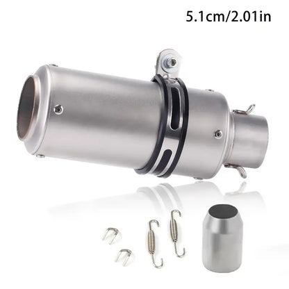 51mm Universal Motorcycle Exhaust Pipe - Stainless Steel, High-Performance, Round with Mesh, Smooth Finish, Perfect for Street Scooters & Sports Bikes, Motorcycle Accessories | Aesthetic Upgrade | Durable Construction