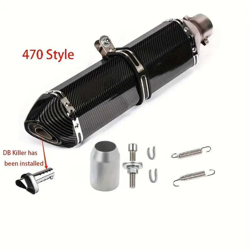 Stainless Steel Motorcycle Exhaust Pipe, 38-51mm Universal Fit, DB Killer Built-in, Compatible with Street Motor Scooters, Off-Road Motorcycles