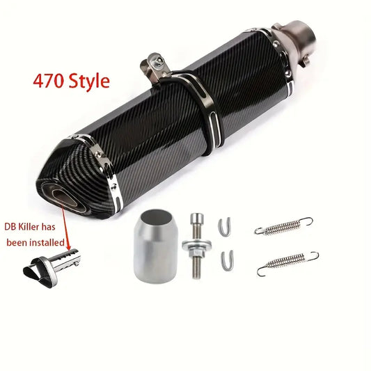 Stainless Steel Motorcycle Exhaust Pipe, 38-51mm Universal Fit, DB Killer Built-in, Compatible with Street Motor Scooters, Off-Road Motorcycles