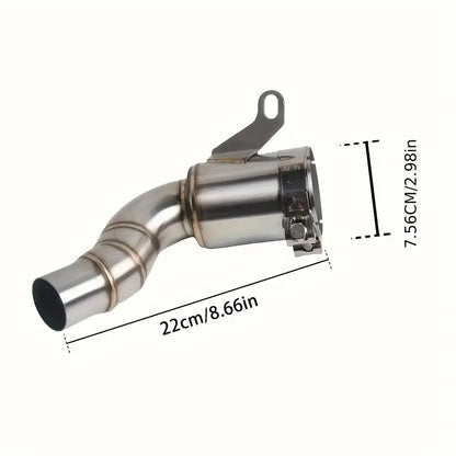 KTM 390 Adventure Stainless Steel Exhaust Midsection - No Drums Design, Professional Motorcycle Exhaust Modification for Original Factory End, Off-Road Motorcycle Upgrade|Sleek Metallic Finish|Durable Construction, Motorcycle Accessories