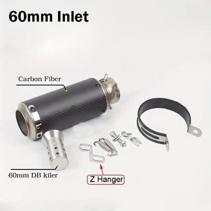 Carbon Fiber Motorcycle Exhaust Pipe with DB Killer - 51mm & 60mm Sizes for Motocross, Racing, and Off-Road Bikes - for BMW, Kawasaki,